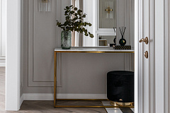 Консоль искусственный белый мрамор Bianco Namibia/матовое золото GARDA DECOR