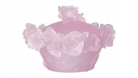 Конфетница с крышкой Decor de Table Pate de Verre Cristal Роза 17 см, хрустальное тесто