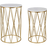 Столики интерьерные с белым мрамором, набор 2 предмета 40x40x67; 33x33x57см