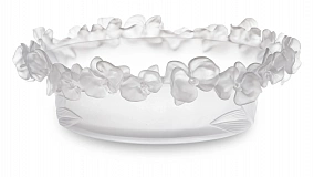 Конфетница с крышкой Decor de Table Pate de Verre Cristal Орхидея 28 см, хрусталь, белая, п/к