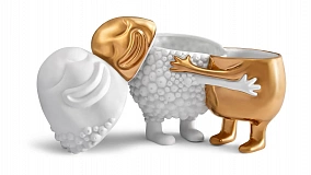 Мелочница L’Objet Хаас 18х11х19 см, белая, золотая