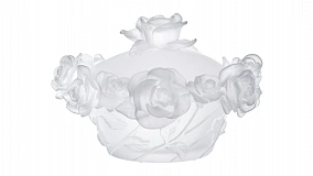 Конфетница с крышкой Decor de table Роза 17 см, хрусталь, белая, п/к