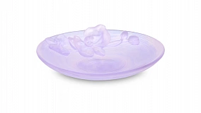 Блюдо Decor de Table Pate de Verre Cristal Орхидея 18 см, хрустальное тесто, фиолетовое, п/к
