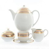 Кофейный сервиз на 6 персон Опал Широкий кант платина золото