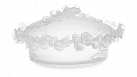 Конфетница с крышкой Decor de Table Pate de Verre Cristal Орхидея 28 см, хрусталь, белая, п/к