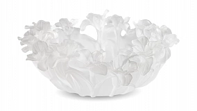 Чаша декоративная Decor de Table Pate de Verre Cristal Фиалка 30 см, белая, п/к