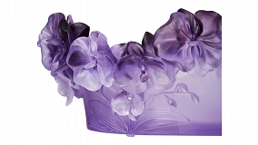 Конфетница Decor de table Орхидея 32 см, хрусталь, фиолетовая, п/к