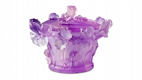 Конфетница Decor de Table Pate de Verre Cristal Ирисы 17 см, хрустальное тесто, фиолетовая, п/к