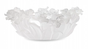 Чаша декоративная Decor de Table Pate de Verre Cristal Фиалка 30 см, белая, п/к