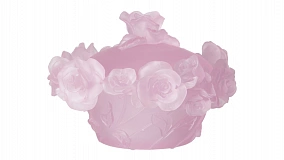Конфетница с крышкой Decor de Table Pate de Verre Cristal Роза 17 см, хрустальное тесто
