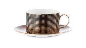 Набор чашек чайных с блюдцами Wedgwood Джио Голд 220 мл, 4 шт, фарфор