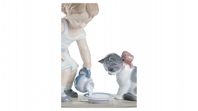 Фигурка Lladro Завтрак для котенка 20х17 см, фарфор