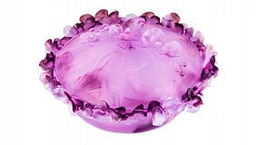 Конфетница с крышкой Decor de table Орхидея 28 см, хрусталь, фиолетовая, п/к