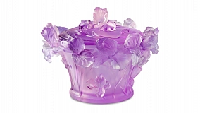 Конфетница Decor de Table Pate de Verre Cristal Ирисы 17 см, хрустальное тесто, фиолетовая, п/к