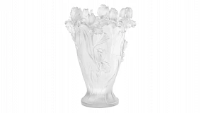 Ваза Decor de Table Pate de Verre Cristal Ирисы 32 см, хрустальное тесто, белая, п/к