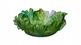 Конфетница Decor de table Гинкго 30 см, хрусталь, зеленая, п/к