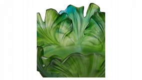 Конфетница Decor de table Гинкго 30 см, хрусталь, зеленая, п/к