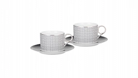 Набор чашек чайных с блюдцами Decor de table Вола 200 мл, 2 шт, фарфор, платина, п/к