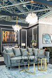 Столик журнальный золотой с темным стеклом GARDA DECOR