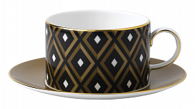 Чашка чайная с блюдцем Wedgwood Джио Голд 220 мл, фарфор