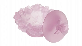 Конфетница с крышкой Decor de Table Pate de Verre Cristal Роза 17 см, хрустальное тесто