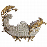 Фруктовница с леопардами 45x18x32см, коллекция фарфор с бронзой