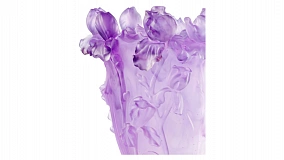 Ваза Decor de Table Pate de Verre Cristal Ирисы 32 см, хрустальное тесто, фиолетовая, п/к