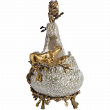 Фруктовница с леопардами 45x18x32см, коллекция фарфор с бронзой
