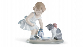 Фигурка Lladro Завтрак для котенка 20х17 см, фарфор