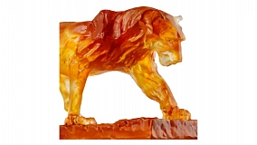 Фигурка Decor de Table Pate de Verre Cristal Пума 22 см, темно-янтарная, п/к