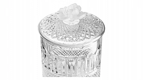 Конфетница с крышкой Decor de table Париж Магнолия 12,5х17 см, цветок морозный белый