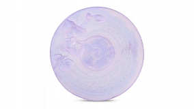 Блюдо Decor de Table Pate de Verre Cristal Орхидея 18 см, хрустальное тесто, фиолетовое, п/к