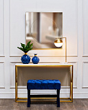 Консоль искусственный белый мрамор Bianco Namibia/матовое золото GARDA DECOR