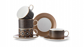 Набор чашек чайных с блюдцами Wedgwood Джио Голд 220 мл, 4 шт, фарфор