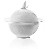 Блюдо для горячего с крышкой Meissen 2л Игра волн, рельеф, белый