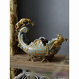 Фруктовница с леопардами 45x18x32см, коллекция фарфор с бронзой